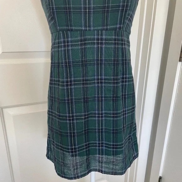 Urban Outfitters | UO Straight Green Plaid Mini Dress, Size 0 (XS) - Picture 4 of 13